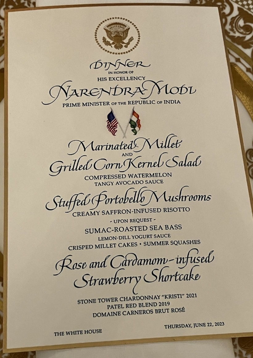 PATEL Wine at MODI State Dinner at White House