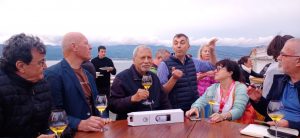 Tasting of Nada Soubze Brut by our group with Vinodol Gulf in the background