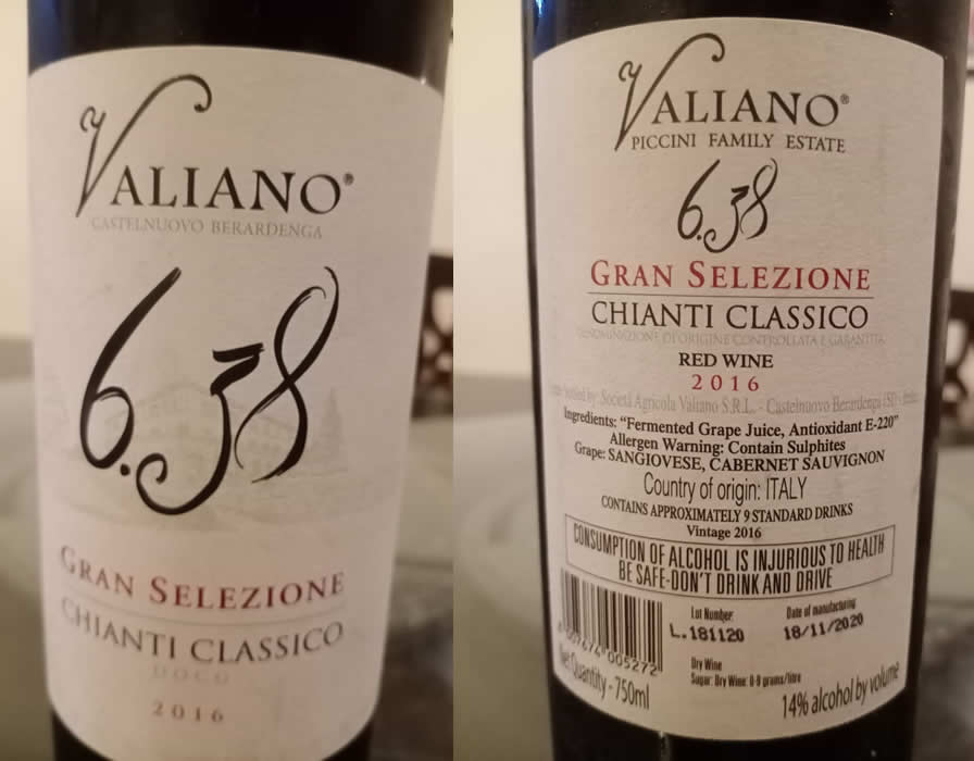 Valiano 6.38 Chianti Classico Gran Selezione DOCG 2016