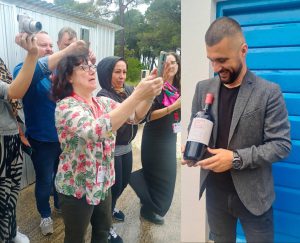 Juraj Sladić being shot by his fans with the bottles of TRIBIDRAG - said to be the original Zinfandel/Primitivo