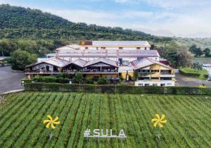 The iconic balcony of Sula Tasting Room on the first floor-great photo op spot at all times