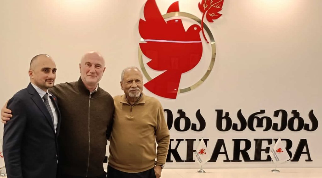 With Vladimer Kublashvili and Aleksandre Kharebava at the company headquarters