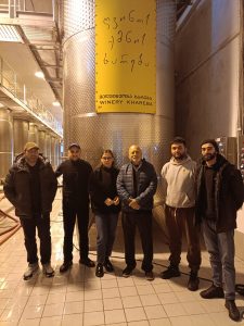 With winemakers at the winery in Imereti