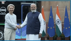 Ursula Von der Leyen with PM Narendra Modi, Photo credit: YouTube