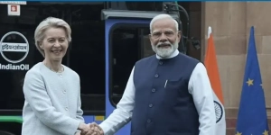 capUrsula Von der Leyen with PM Narendra Modi, Photo credit: YouTube