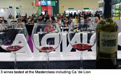 3 wines tasted at the Masterclass including Ca 'de Lion