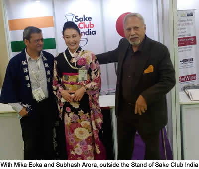 With Mika Eoka and Subhash Arora, outside the Stand of Sake Club India