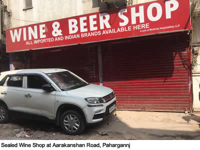 Sealed Wine Shop at Aarakanshan Road, Pahargannj