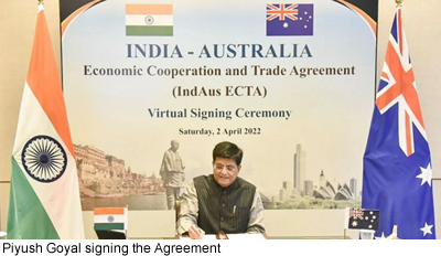 Piyush Goyal signing the Agreement