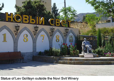 Statue of Lev Golitsyn outside the Novi Svit Winery